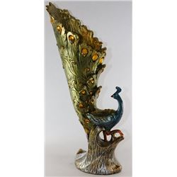 POLYRESIN PEACOCK FIGURINE / VASE