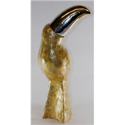 TOUCAN FIGURE, POLYRESIN BODY W/ MOTHER OF  PEARL SHELL FINISH