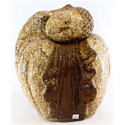 STONE CARVED EGG SHAPE BUDDHA GARDEN STATUE