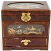 Image 1 : LACQUER FINISHED JEWELLERY BOX W/ CORK CARVING DÉCOR. (MUSICAL)