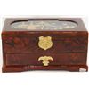 Image 1 : LACQUER FINISHED JEWELLERY BOX W/ CORK CARVING DÉCOR.