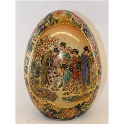 HAND PAINTED CHINESE SATSUMA 6" EGG, PORCELAIN
