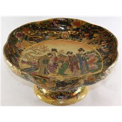 HAND PAINTED CHINESE SATSUMA CENTERPIECE, PORCELAIN