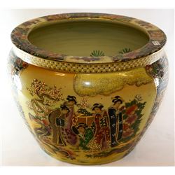 HAND PAINTED CHINESE SATSUMA 8" FISHBOWL, PORCELAIN