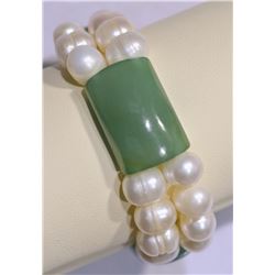 FRESHWATER PEARL & JADEITE STONE BRACELET
