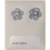 Image 1 : 14KT GOLD AQUAMARINE & CHALCEDONY EARRINGS