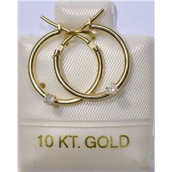 14KT GOLD DIAMOND HOOP EARRINGS