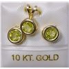 Image 1 : 10KT GOLD PERIDOT EARRINGS & PENDANT NECKLACE SET
