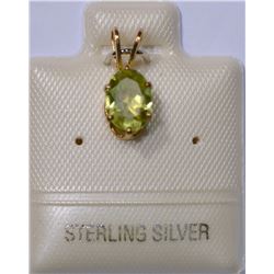 STERLING SILVER GOLD PLATED PERIDOT PENDANT