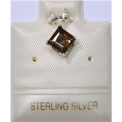 STERLING SILVER SMOKEY QUARTZ PENDANT