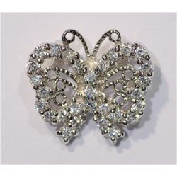 SILVER CUBIC BUTTERFLY PENDANT NECKLACE