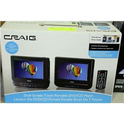 CRAIG DUAL SCREEN 7" PORTABLE DVD/CD PLAYER