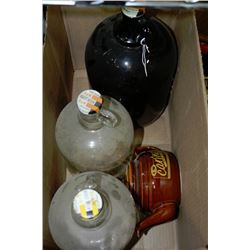 BOX OF 3 A&W ROOTBEER BOTTLES AND TEAPOT