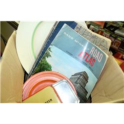 BOX WITH TWO MEDICINE HAT POTTERY PLATES