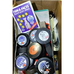 NHL AND WHA COLLECTIBLE PUCKS WITH CARD COLLECTION