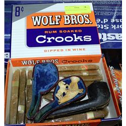 CIGAR BOX WITH VINTAGE PIPES