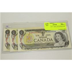 CANADA 1973 1 DOLLAR BANKNOTE X3
