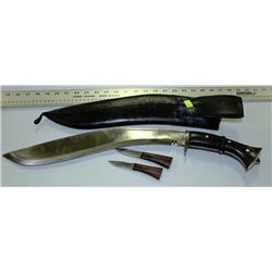 GURKA KNIFE WITH SHEATH AND 2 SMALL KNIVES