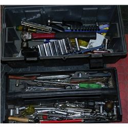 TOOL BOX, WRENCHES, SOCKETS, SCREW DRIVERS, ETC
