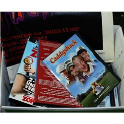 BOX OF DVD MOVIES AND DRACULA MOVIE POSTER
