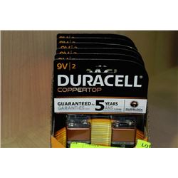 BOX W/ 12 DURACELL 9 VOLT BATTERIES
