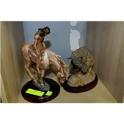 FLAT WITH BUFFALO & HORSE AND RIDER