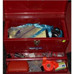 RED TOOL BOX WITH CONTENTS