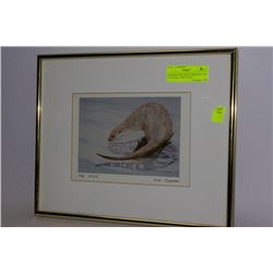 FRAMED AND SIGNED PRINT BY SUE COLEMAN "THE OTTER"