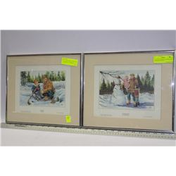 TWO COLOUR PRINTS, FRAMED AND SIGNED BY MELODY