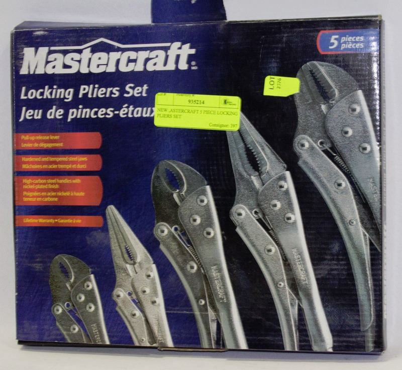 NEW MASTERCRAFT 5 PIECE LOCKING PLIERS SET