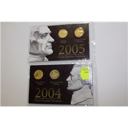 2 SETS OF 2 2004-2005 U.S. GOLD PLATED NICKELS