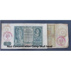 NAZI CONCENTRATION CAMP NOTES STAMPED SKULL HEADX2