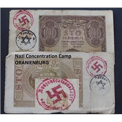 NAZI CONCENTRATION CAMP NOTES STAMPED X2