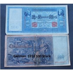 TWO 1910 GERMAN 100 MARK BANKNOTES