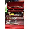 Image 1 : LARGE RED METAL TOOL BOX WITH CONTENTS