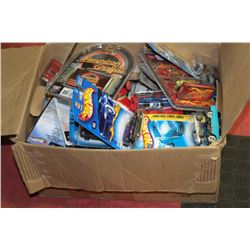 BOX FILLED WITH MOSTLY HOT WHEELS DIE CAST CARS