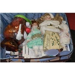 SUITCASE WITH DOLLS & MR POTATO HEAD