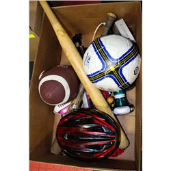 BOX OF EXERCISE & SPORTS EQUIPMENT