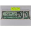 Image 1 : GEM UNC 1954 $1 NOTES CONSECUTIVE S/N X2