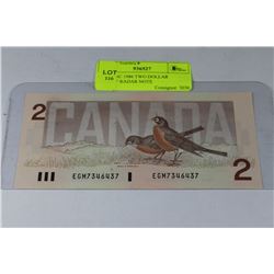 GEM UNC 1986 TWO DOLLAR "ROBIN" RADAR NOTE