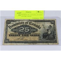 1900 DOMINION OF CANADA 25 CENT "SHINPLASTER" NOTE