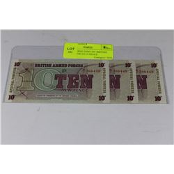 SET OF THREE GEM UNC BRITISH ARMED FORCES 10 PENCE