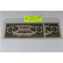 GEM UNC WWII 1943 JAPANESE INVASION $1 NOTE X2