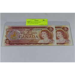 GEMN UNC 1974 $2 NOTES CONSECUTIVE S/N X2
