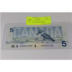 GEM UNC 1986 FIVE DOLLAR "KINGFISHER" RADAR NOTE