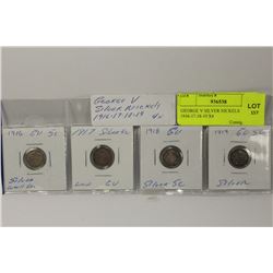 GEORGE V SILVER NICKELS 1916-17-18-19 X4