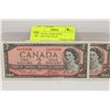 Image 1 : GEM UNC 1954 $2 NOTES CONSECUTIVE S/N X2
