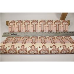 UNCUT SHEET OF 40 UNC 1986 CANADIAN TWO DOLLAR