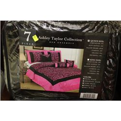 NEW ASHLEY TAYLOR BLACK AND GREY QUEEN SIZE COMFORTER SET