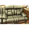 Image 2 : NEW BLACK PERFORATED LEATHER RECLINING SOFA W LOVE